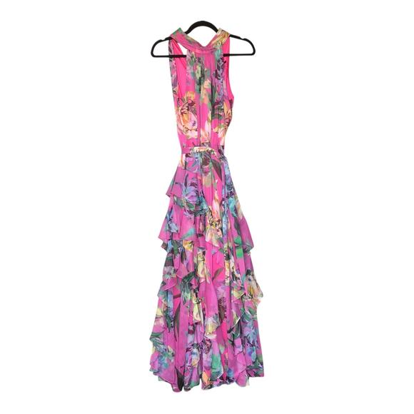 Alex Marie Nina Halter Pink Lily Vibrant Floral Sleeveless Dress Womens Sz 6 NWT - Picture 2 of 16